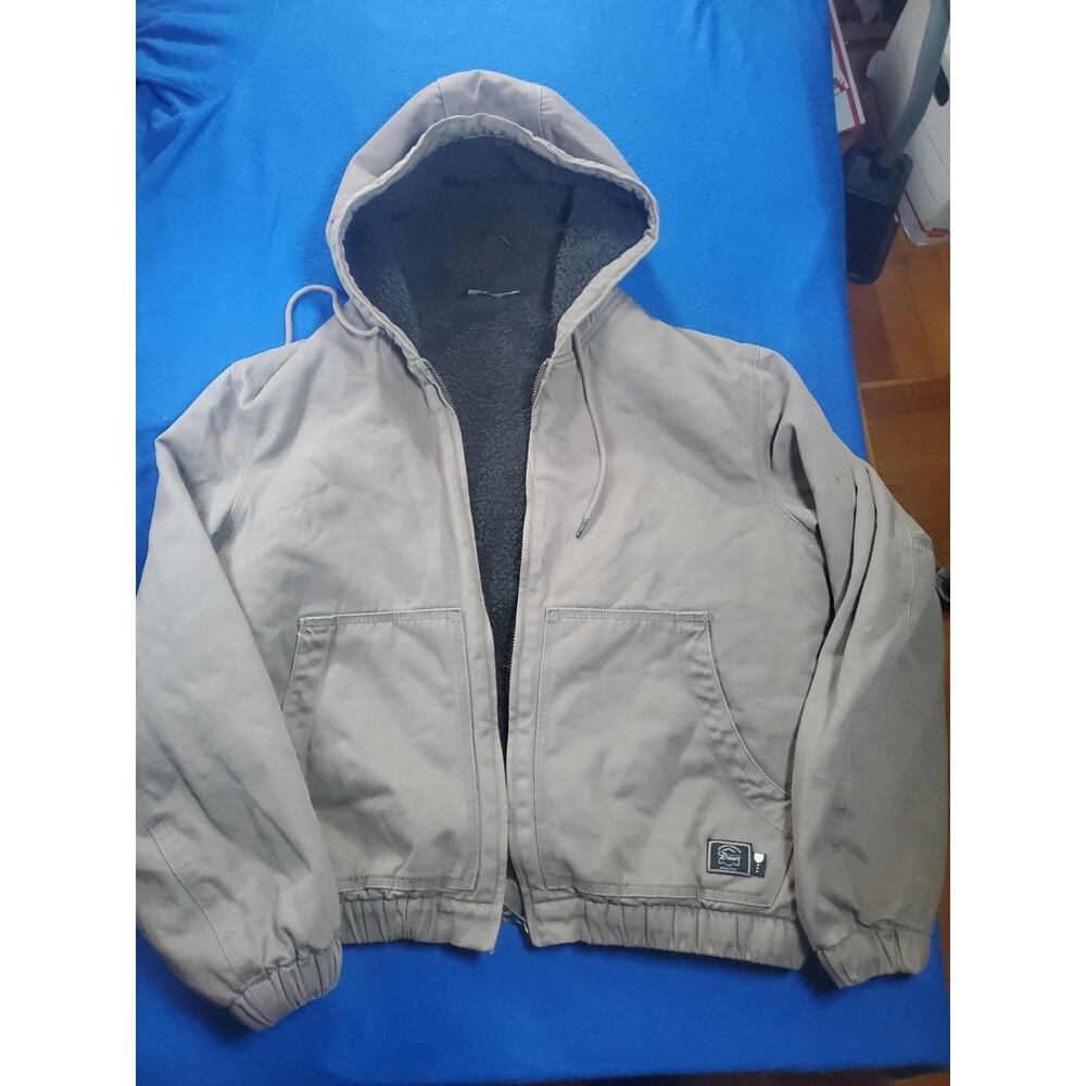 Zara Workwear Canvas Hooded Jacket Women's Size Large Sherpa Lined Coat - Picture 12 of 16